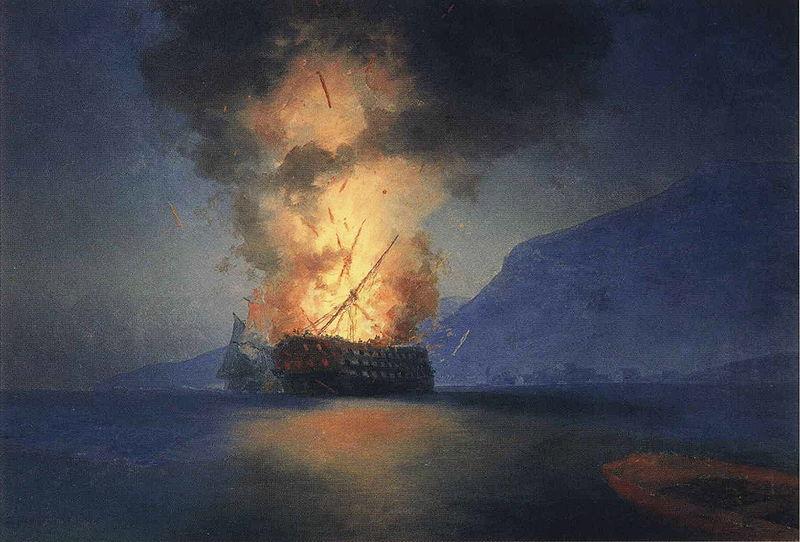 Ivan Aivazovsky Exploding Ship